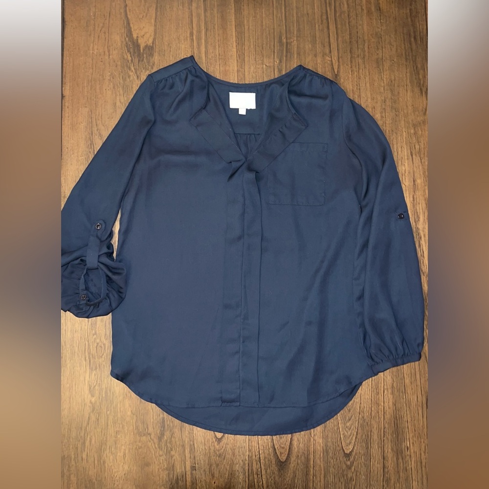 Skies Are Blue Blouse, Size Small, Color Navy